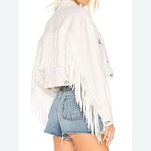 White Fringe Denim Jacket